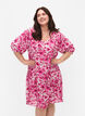 Gebloemde viscose jurk met a-vorm, Pink Flower Rain, Model image number 0