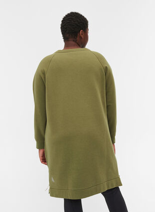 Robe pull avec poches et fente, Olive Drab, Model image number 1