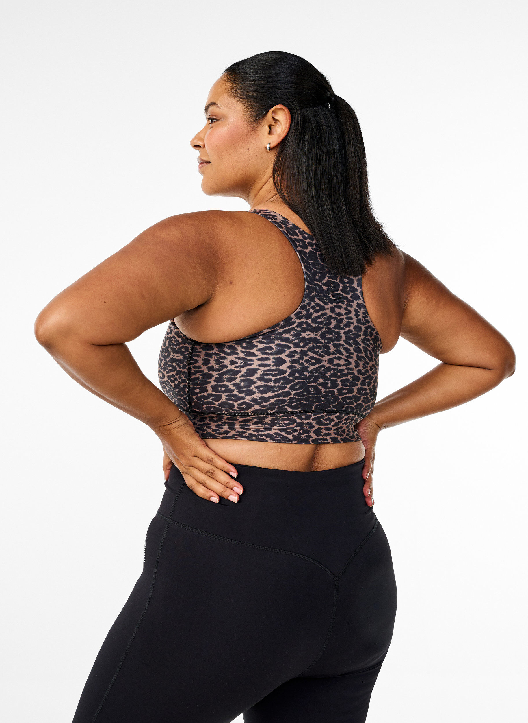 ZizziRacerback sport-bh met luipaardprint, Bruin, Model image number 2