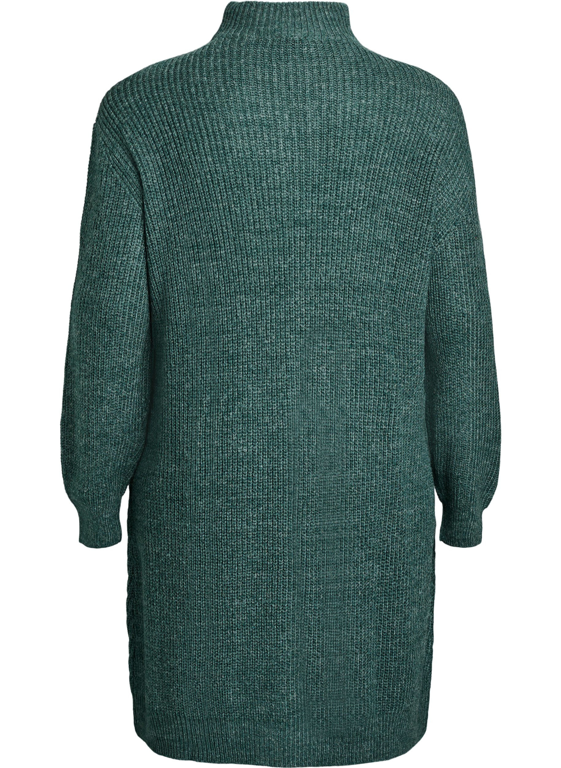 Zizzi FLASH - Robe courte en maille avec col montant, Vert, Packshot image number 1