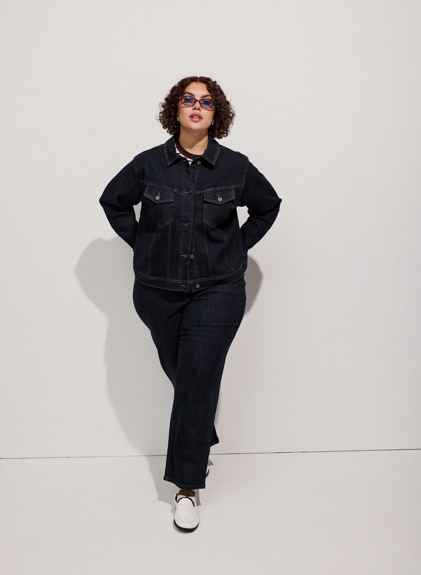 Straight-fit Kiana jeans met hoge taille, Blauw, Model image number 1