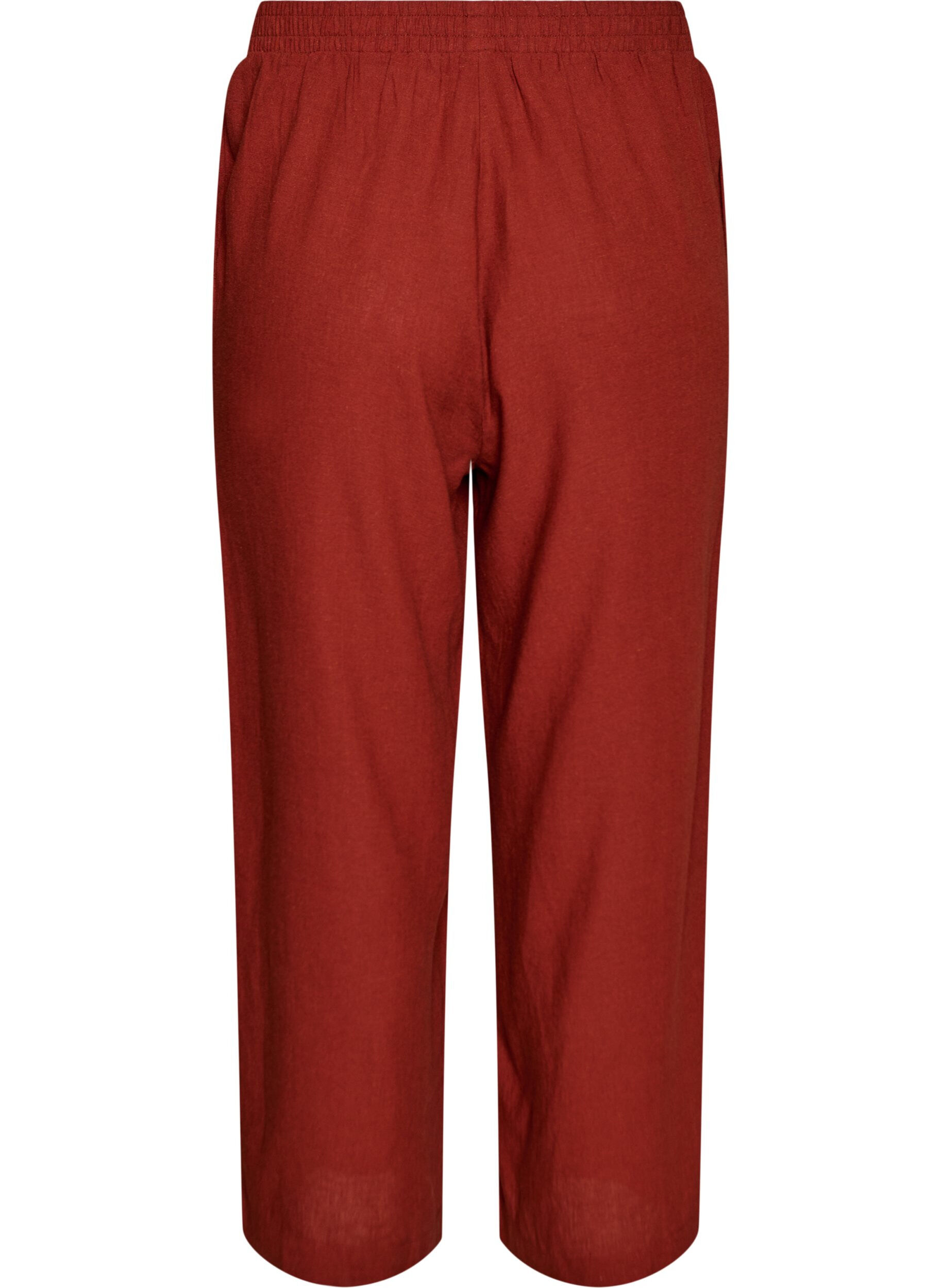 ZizziPantalon large en lin et viscose, Bordeaux, Packshot image number 1