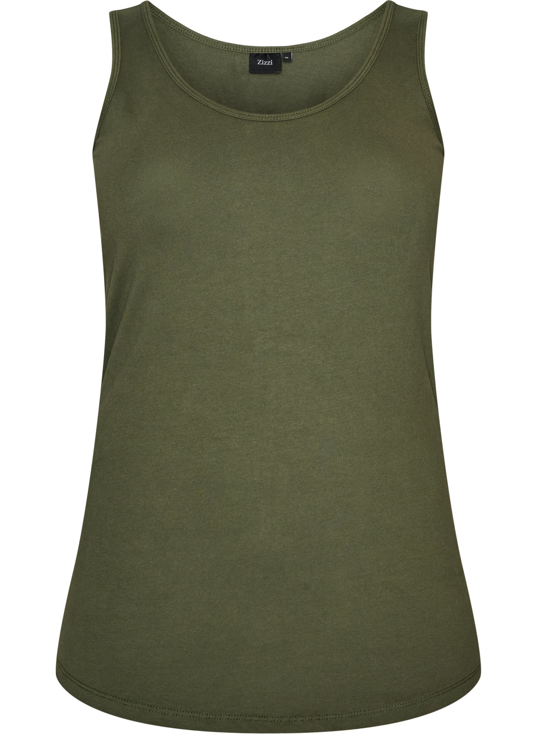 ZizziTop basic uni en coton, Vert, Packshot image number 0