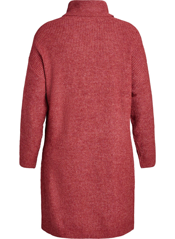 Gebreide jurk met col, Rood, Packshot image number 1