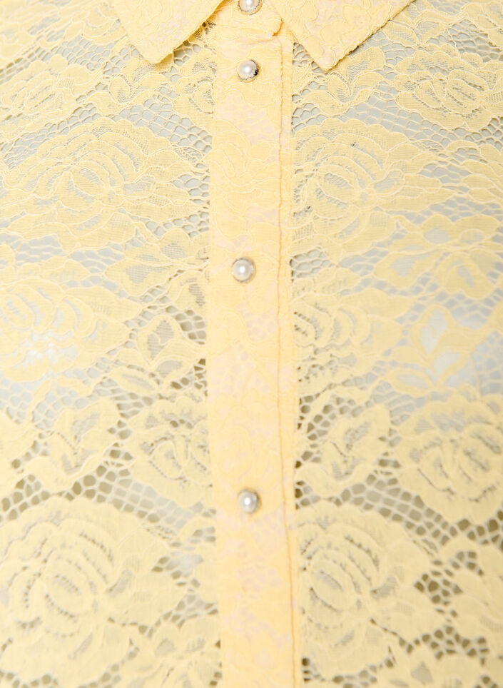 Chemisier en dentelle avec boutons perl&eacute;s, Jaune clair, Packshot image number 2