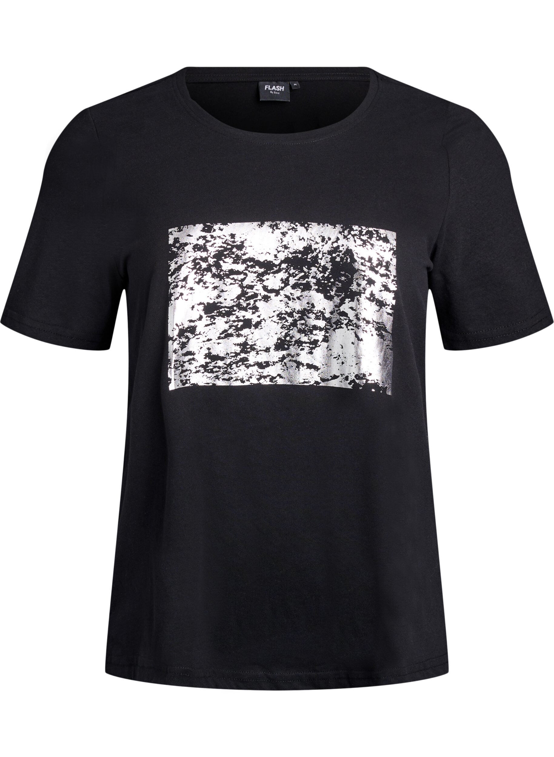ZizziFLASH - T-shirt met print, Zwart, Packshot image number 0