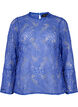 Kanten blouse met ronde hals en lange mouwen, Blauw, Packshot image number 0