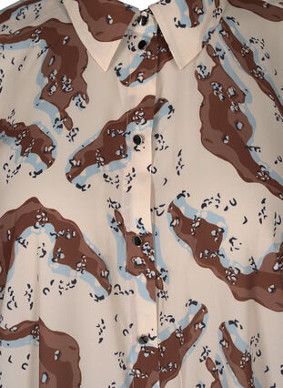 Gedessineerde jurk met lange mouwen en knopen, Camouflage AOP, Packshot image number 2