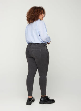 Cropped Amy jeans met hoge taille en ritssluiting, Grey Denim, Model image number 0