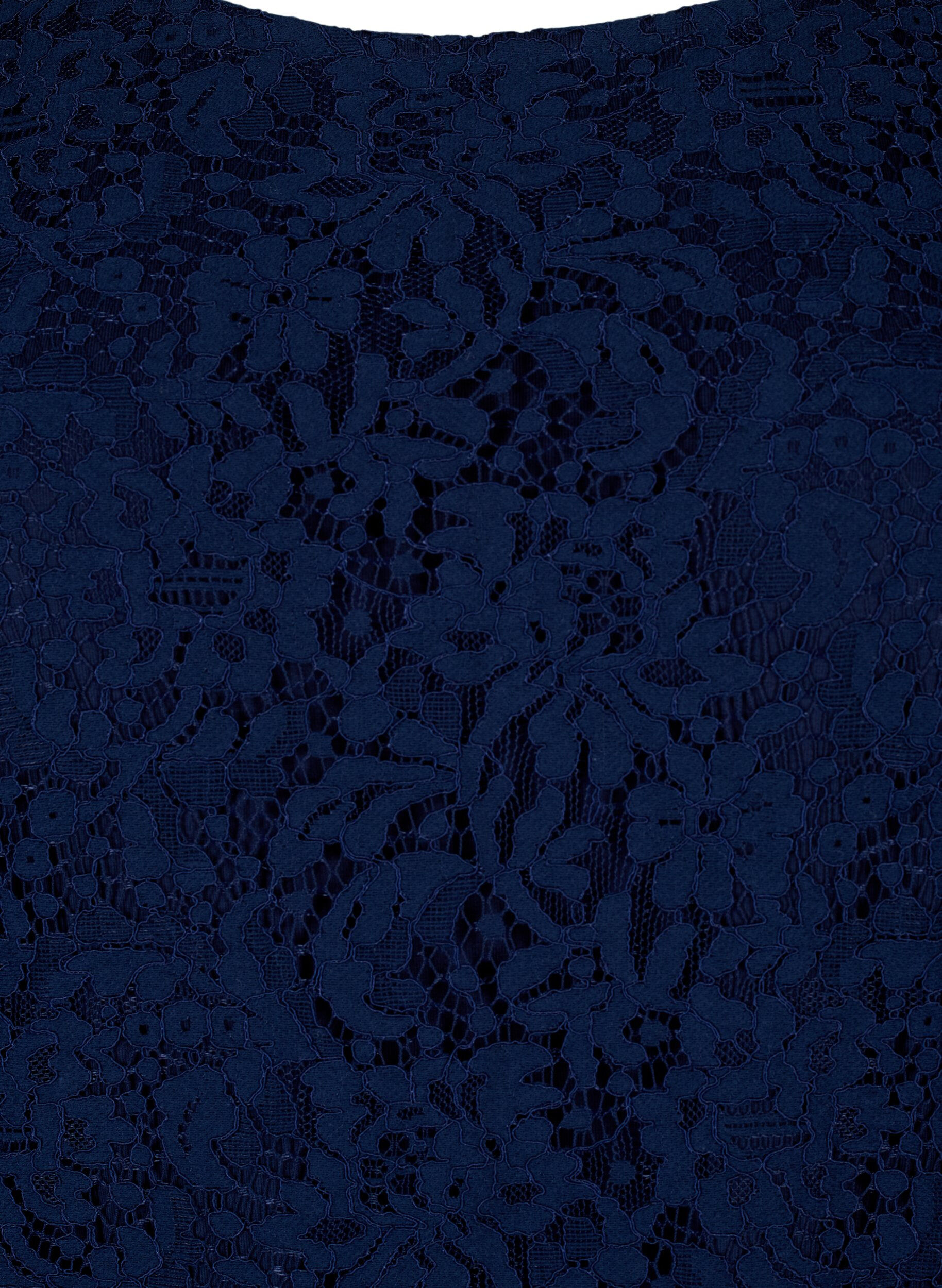Zizzi Robe en dentelle &agrave; manches longues, Navy Blazer, Packshot image number 2