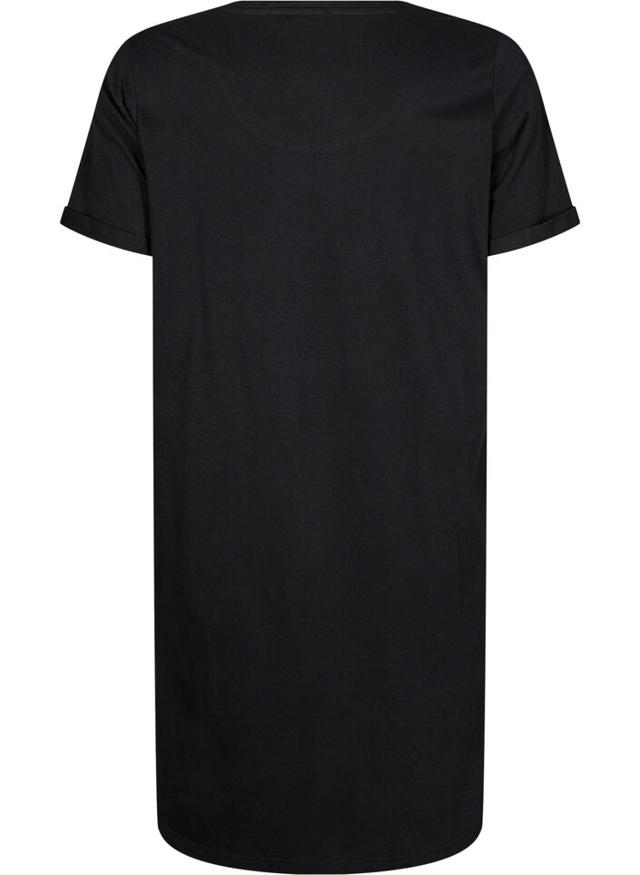 Chemise de nuit &agrave; manches courtes en coton biologique, Noir, Packshot image number 1