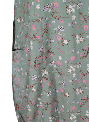 Viscose jurk met print en korte mouwen , Chinois Green Flower, Packshot image number 3