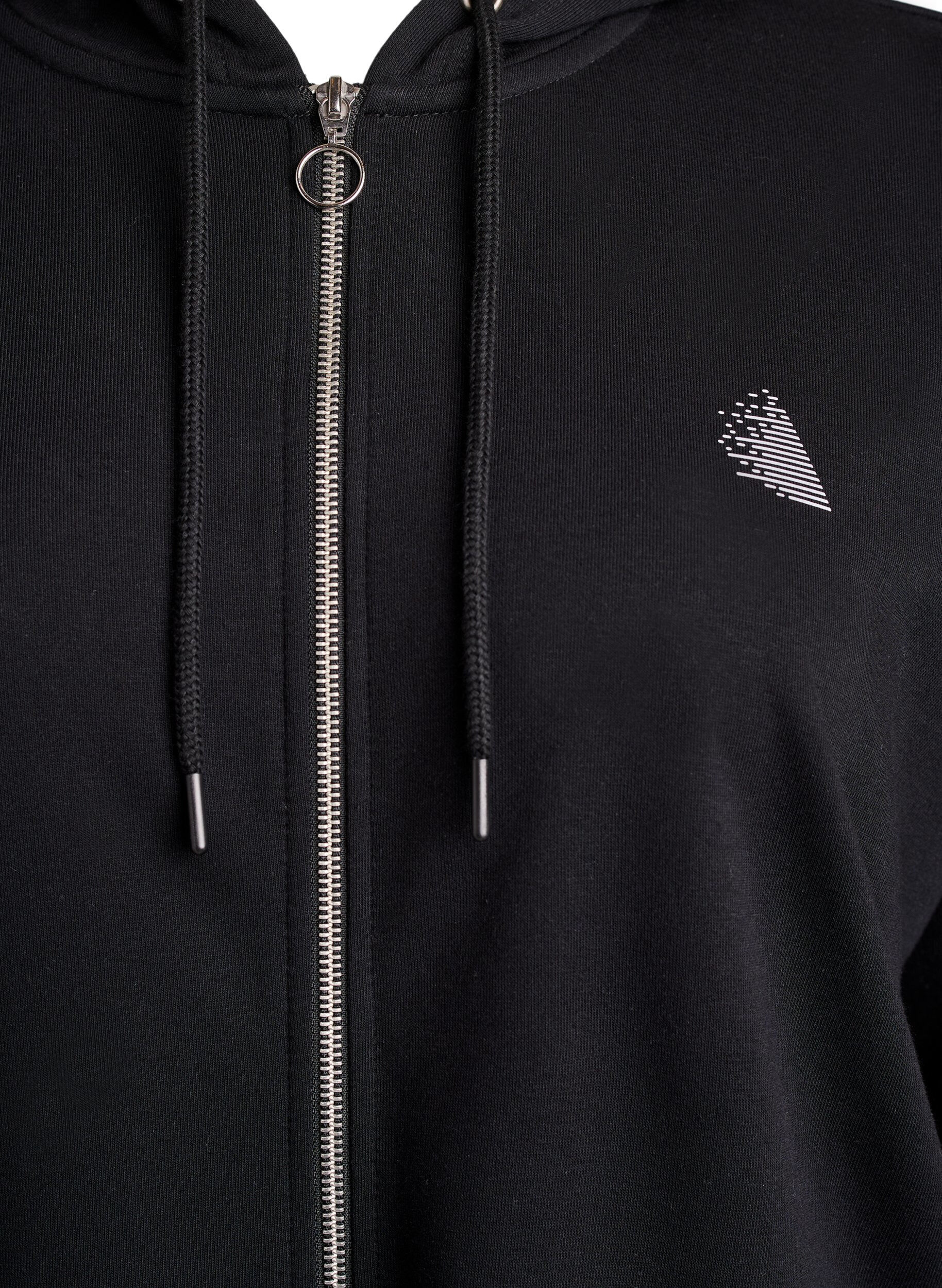 ZizziLange sweatvest met printdetails, Zwart, Packshot image number 2