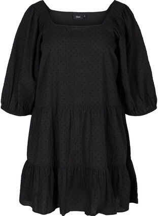 Robe à manches 3/4 et forme trapèze , Black, Packshot image number 0