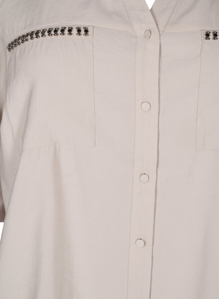 Shirt met studs en 3/4 mouwen, Beige, Packshot image number 2