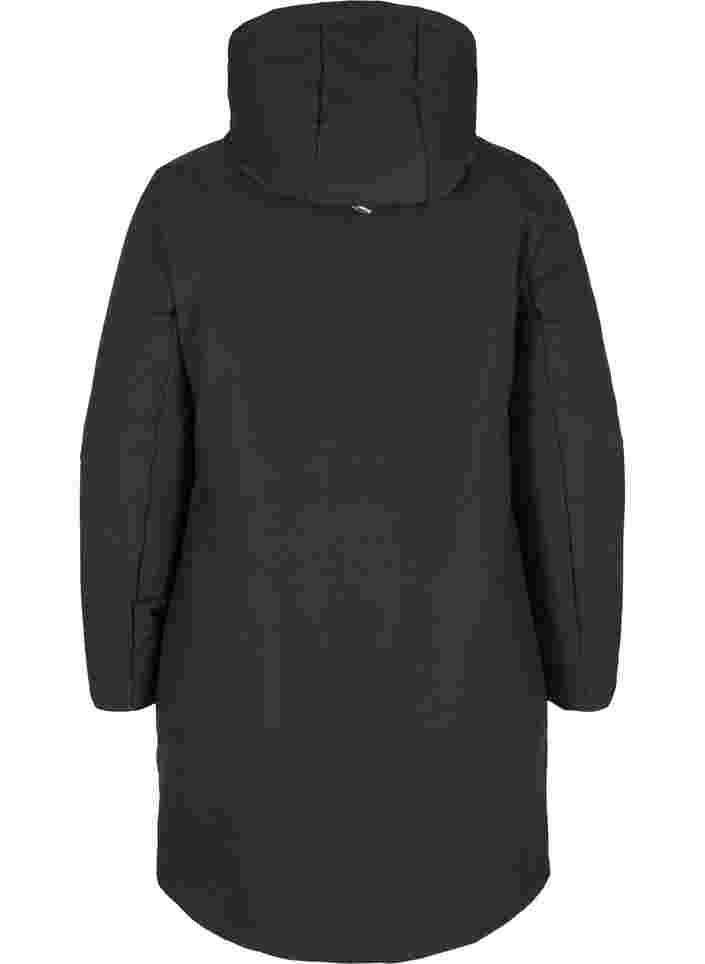 Winterjas met verstelbare taille, Black, Packshot image number 1