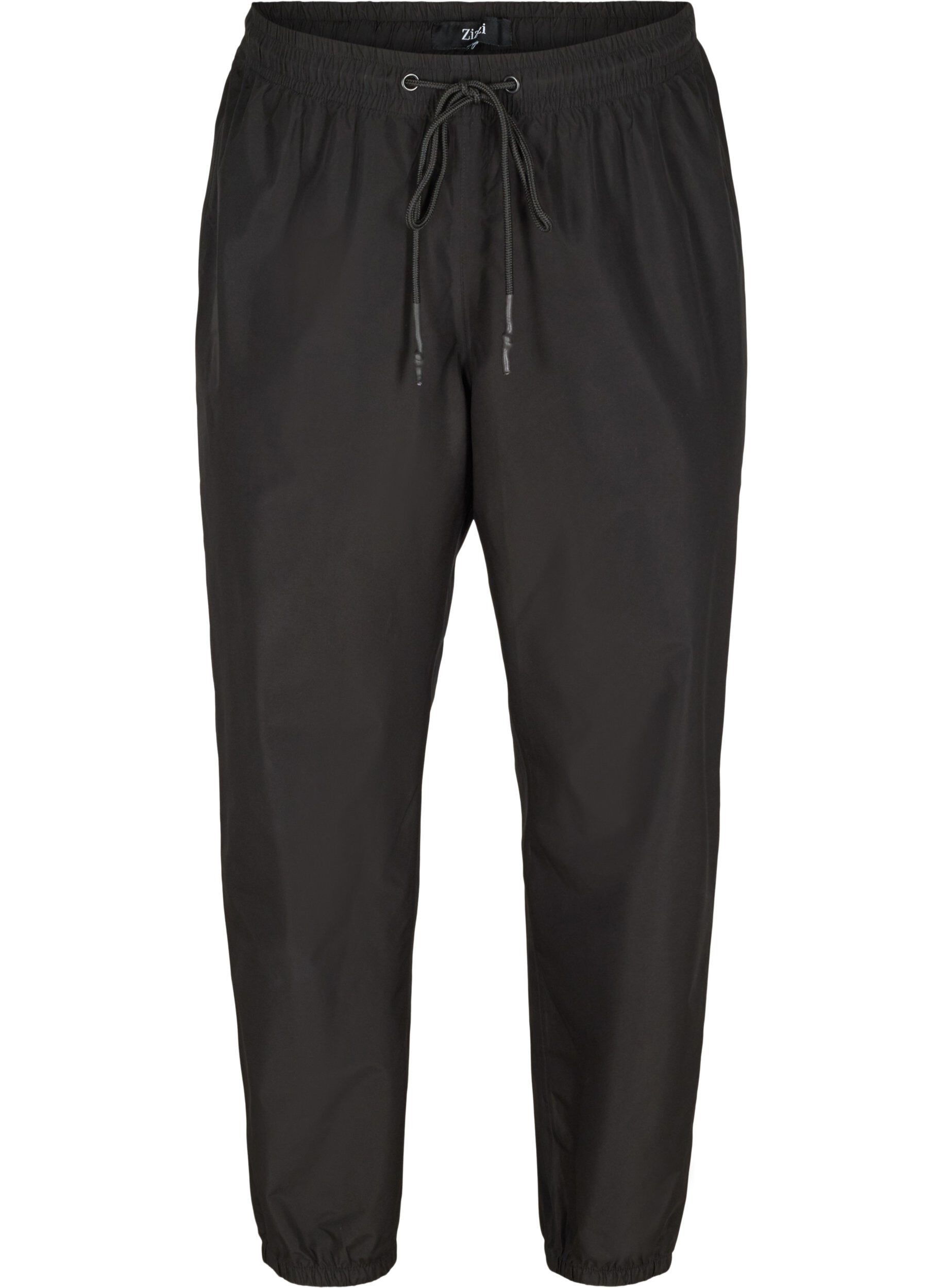 Zizzi Pantalon de pluie avec &eacute;lastique et cordons de serrage, Black, Packshot image number 0