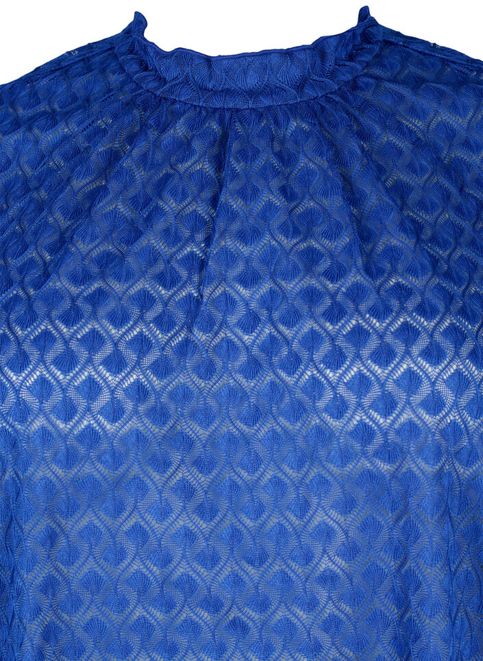  Blouse à manches longues avec texture à motifs, Deep Ultramarine, Packshot image number 2