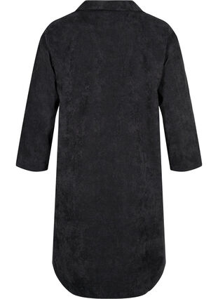Robe en velours à manches 3/4 et boutons, Black, Packshot image number 1