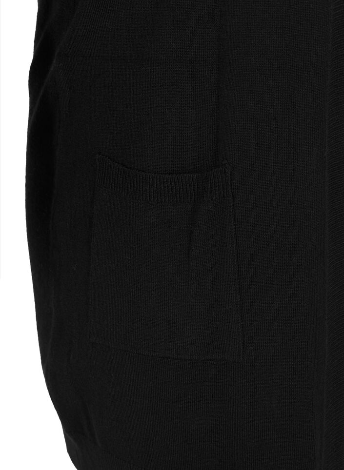 Long cardigan tricot&eacute; dans un m&eacute;lange de viscose, Noir, Packshot image number 3
