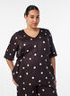 Blouse en viscose &agrave; pois avec col en V et lien &agrave; nouer, Marron, Model image number 0