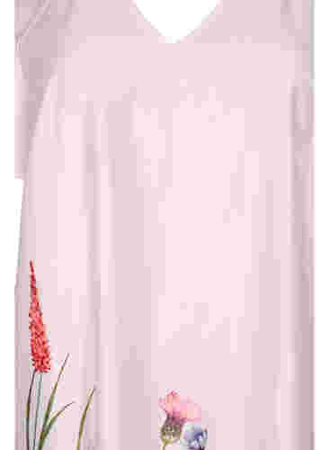 	 Taille jurk met bloemenprint en korte mouwen, White Sand, Packshot image number 2