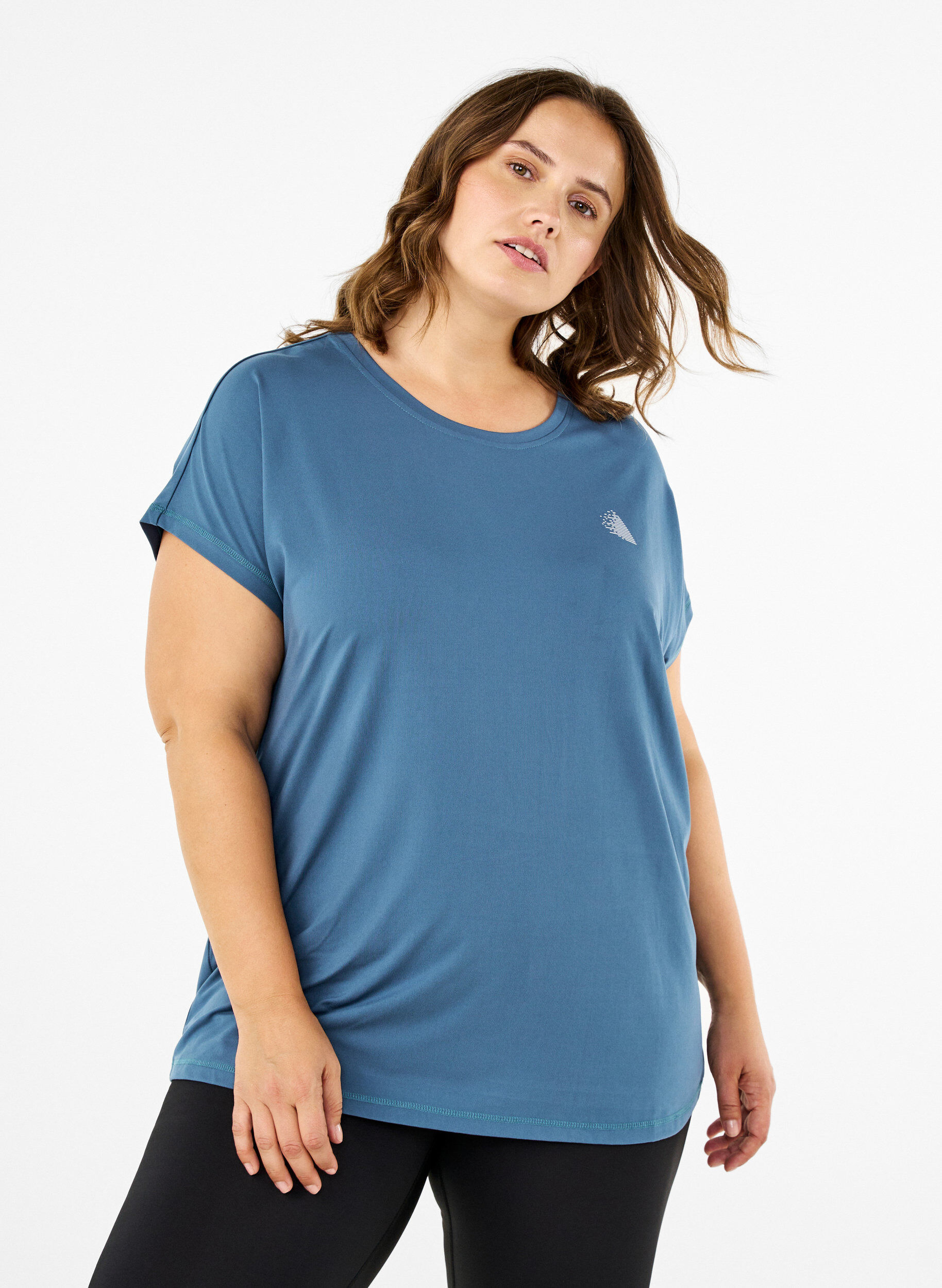 Effen gekleurd T-shirt voor sporten, Blauw, Model