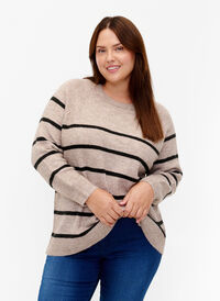 Blouse à rayures en tricot, Simply Taupe Mel., Model