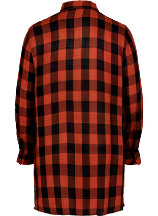 Lange geruite blouse in viscose , Burnt Henna CH, Packshot image number 1