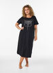 Chemise de nuit midi en coton biologique, Noir, Model image number 0