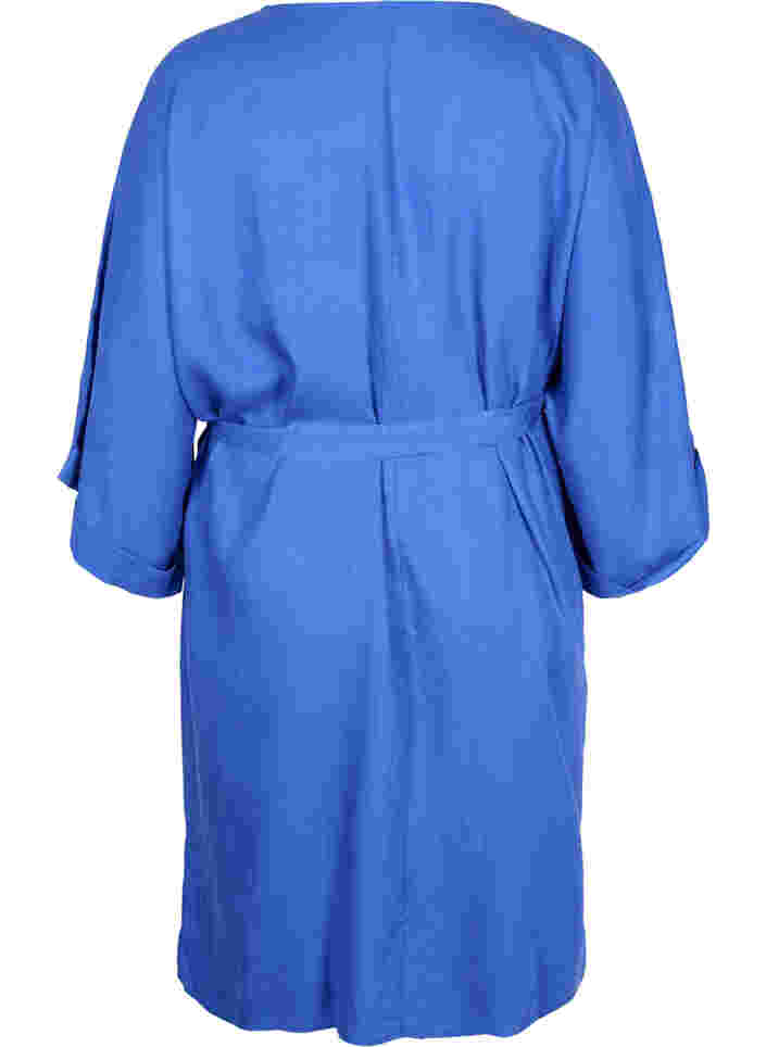 Robe à manches 3/4 avec une ceinture à nouer, Dazzling Blue, Packshot image number 1