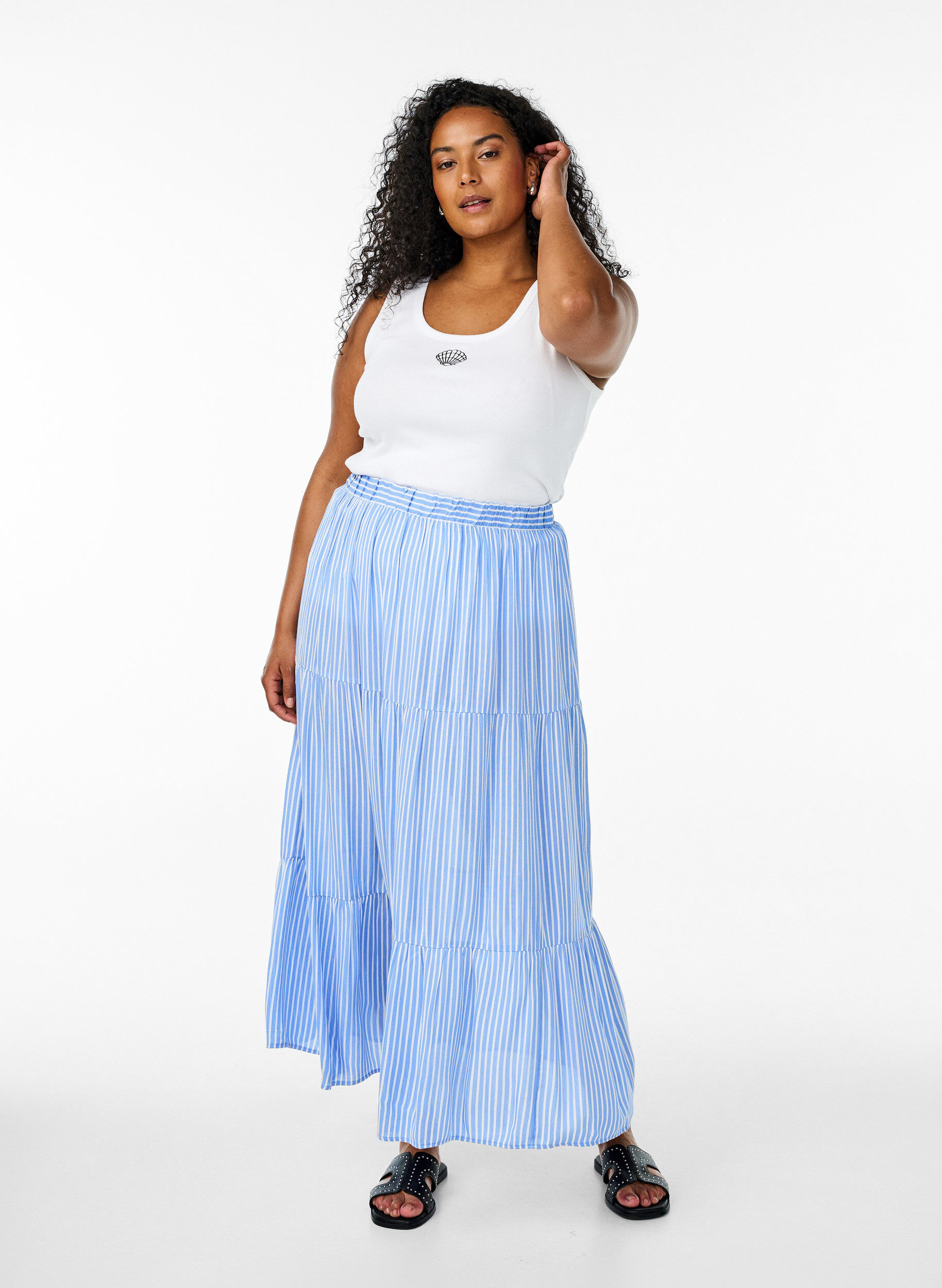 ZizziHaut ajust&eacute; avec motif, Blanc, Model image number 1