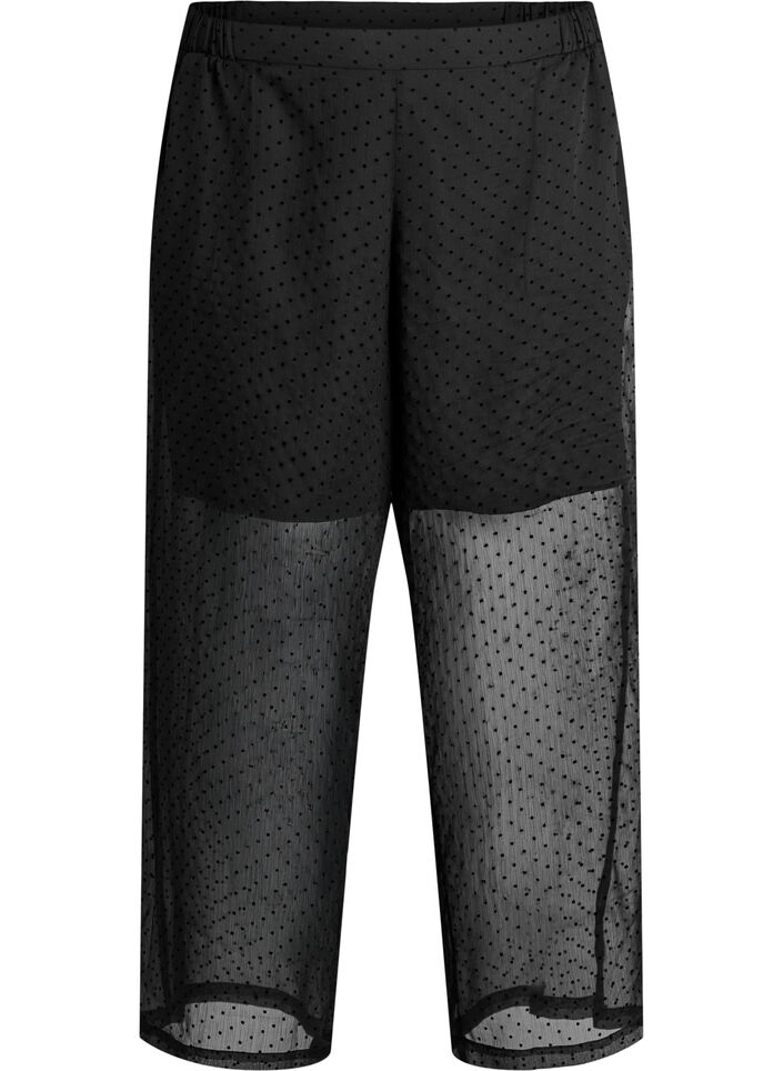 Losse chiffonbroek met stippen, Zwart, Packshot