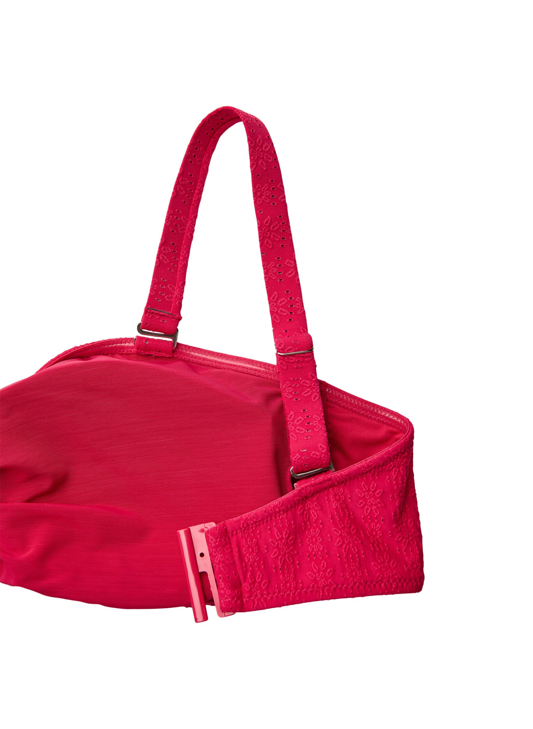 Zizzi Haut de bikini bandeau avec motif textur&eacute; et bretelles amovibles, Rose, Packshot image number 3