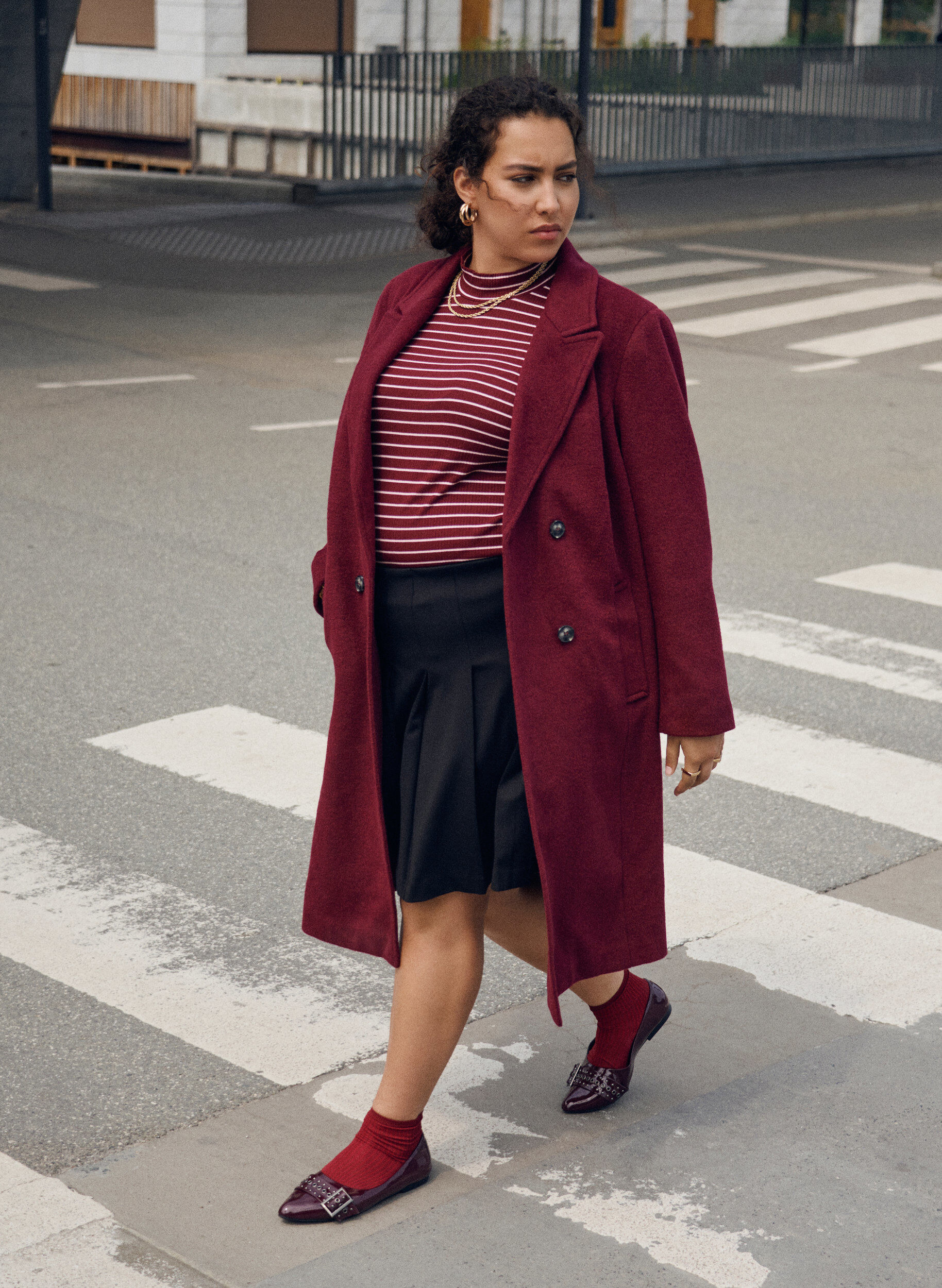 ZizziWollen jas met dubbele knoopsluiting, Rood, Image image number 0