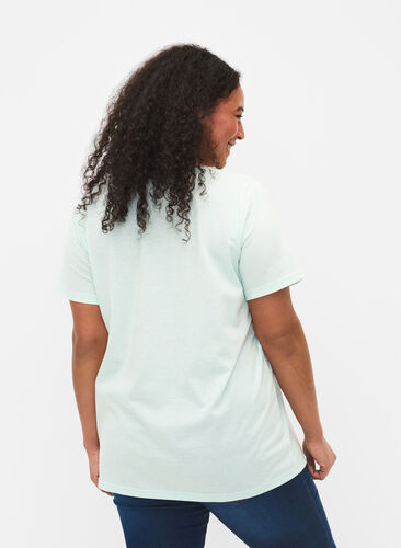 T-shirt met korte mouwen en v-hals, Honeydew, Model image number 1