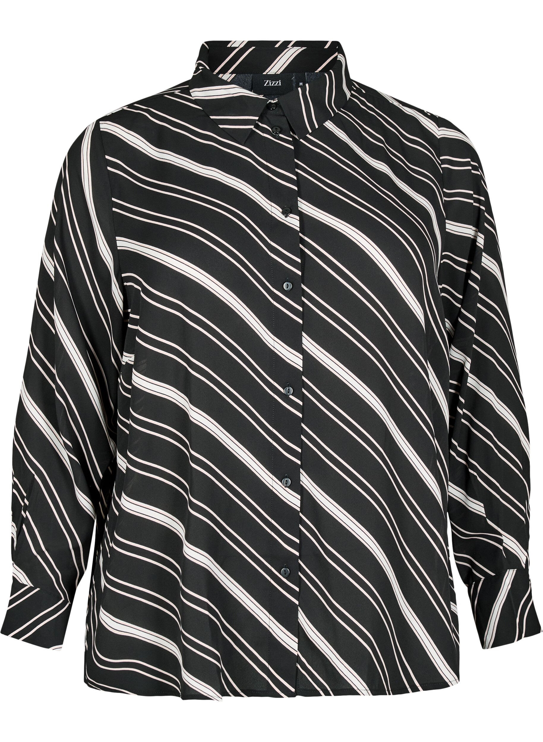 ZizziShirt met patroon en lange mouwen, Black Stripe, Packshot image number 0