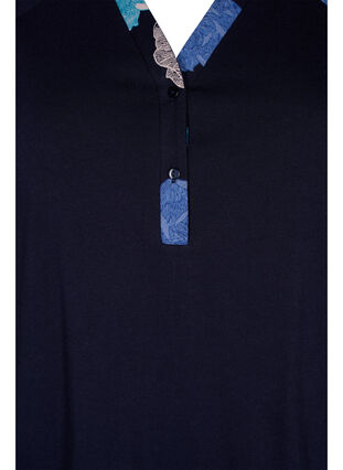 Chemise de nuit en coton à manches courtes avec détails imprimés, Blue Flower, Packshot image number 2