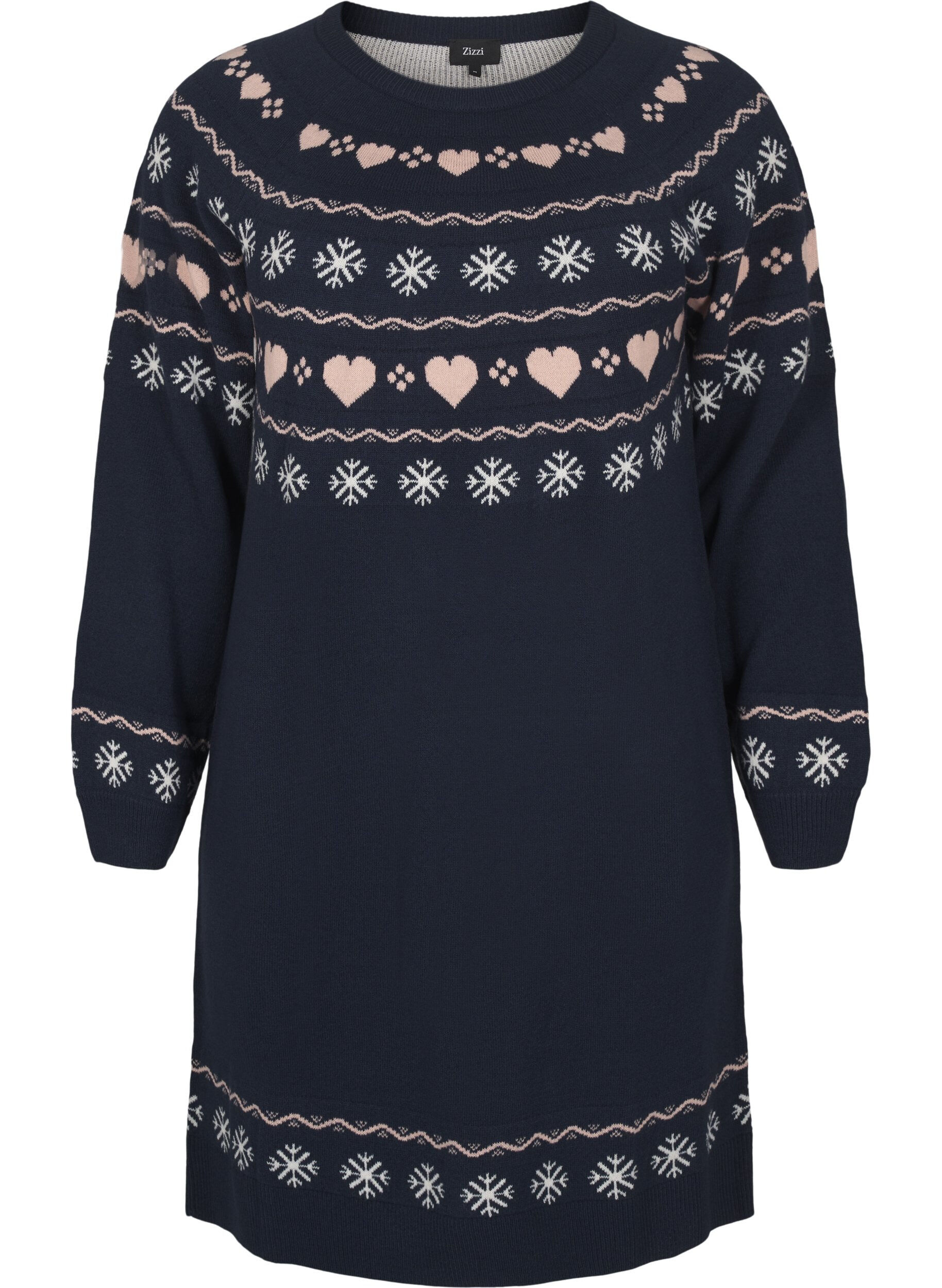 Zizzi Robes de No&euml;l en tricot, Navy Blazer Comb, Packshot image number 0