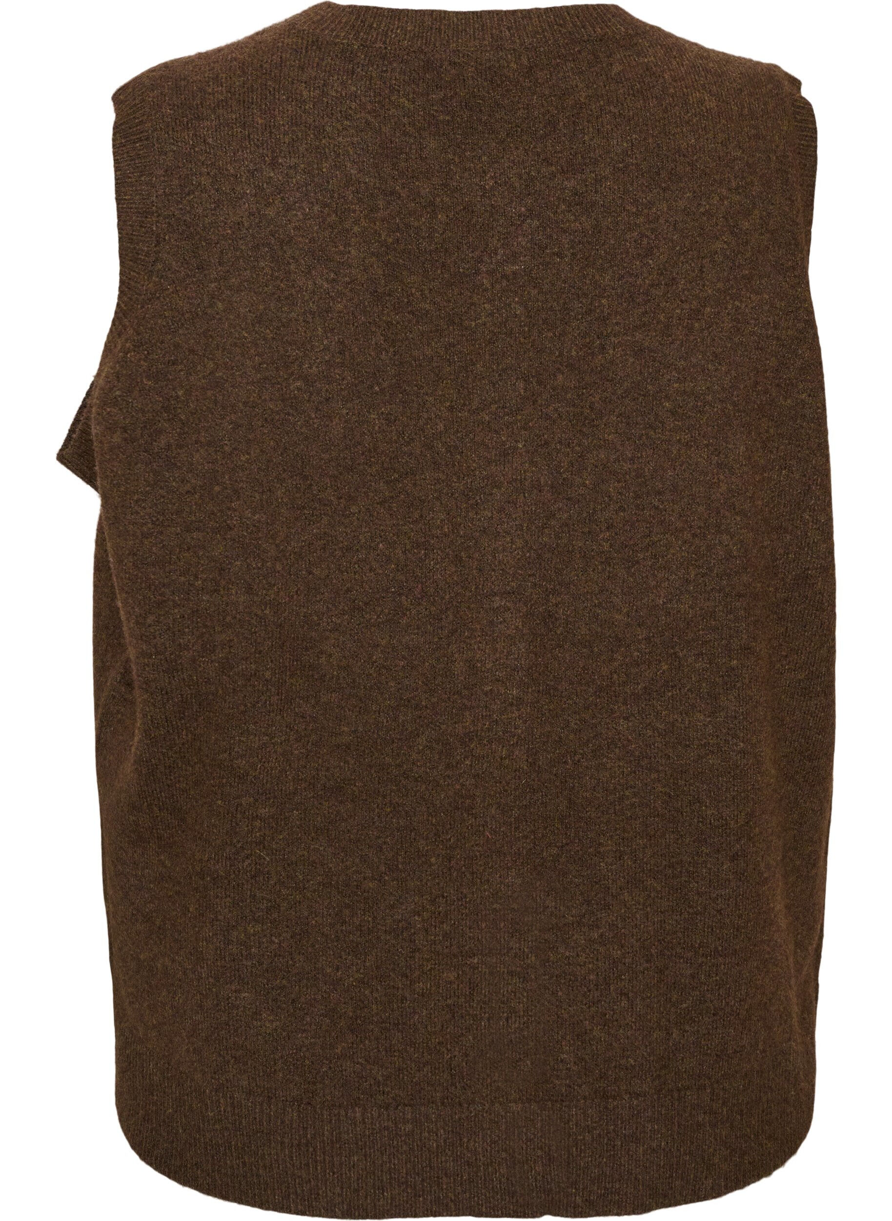 ZizziGebreide vest met decoratieve knopen, Bruin, Packshot image number 1