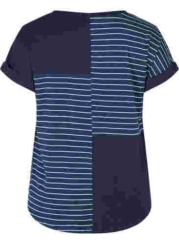 T-shirt met korte mouwen en strepen in viscose, Night Sky Stripe, Packshot image number 1