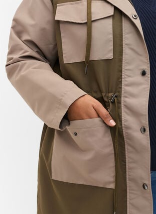 Veste contrastée avec poches, Dark Olive Comb., Model image number 2