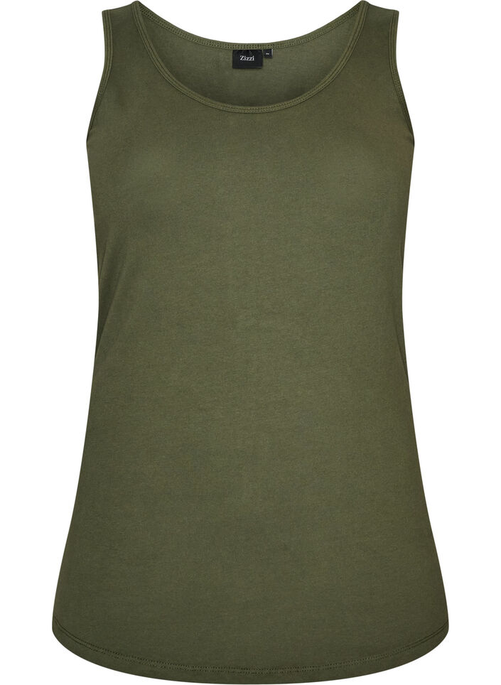 Solide kleur basis top in katoen, Groen, Packshot image number 0