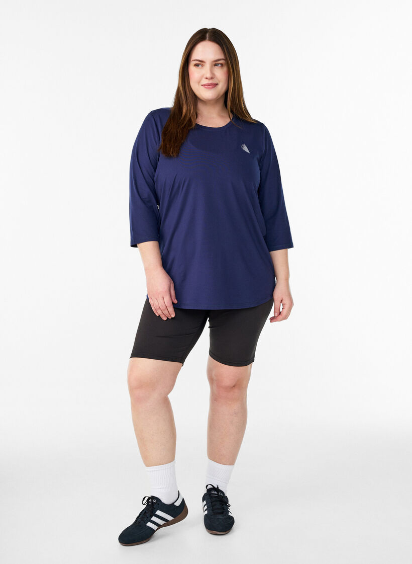 Sporttop met 3/4 mouwen, Blauw, Model image number 1