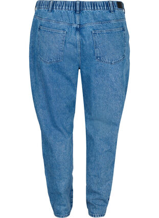 Jeans Mille coupe maman avec patch de couleurs, Blue denim, Packshot image number 1