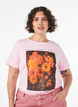 T-shirt en coton avec imprim&eacute; devant, Rose, Model image number 0