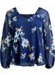 Chiffon blouse met bloemenprint en lange mouwen, Blauw, Packshot image number 0