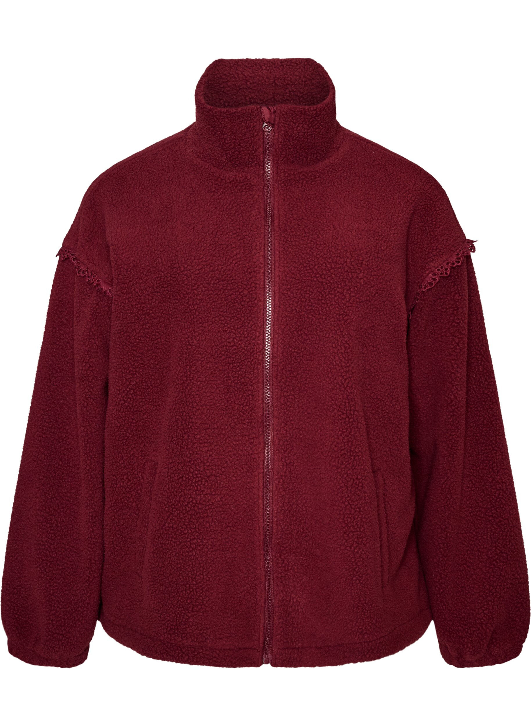 ZizziVeste teddy avec finitions en broderie anglaise et col montant, Bordeaux, Packshot image number 0