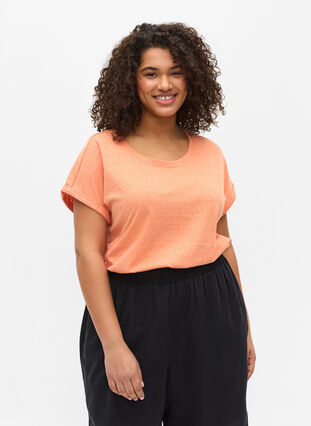 T-shirt chiné en coton, Amberglow Melange, Model image number 0