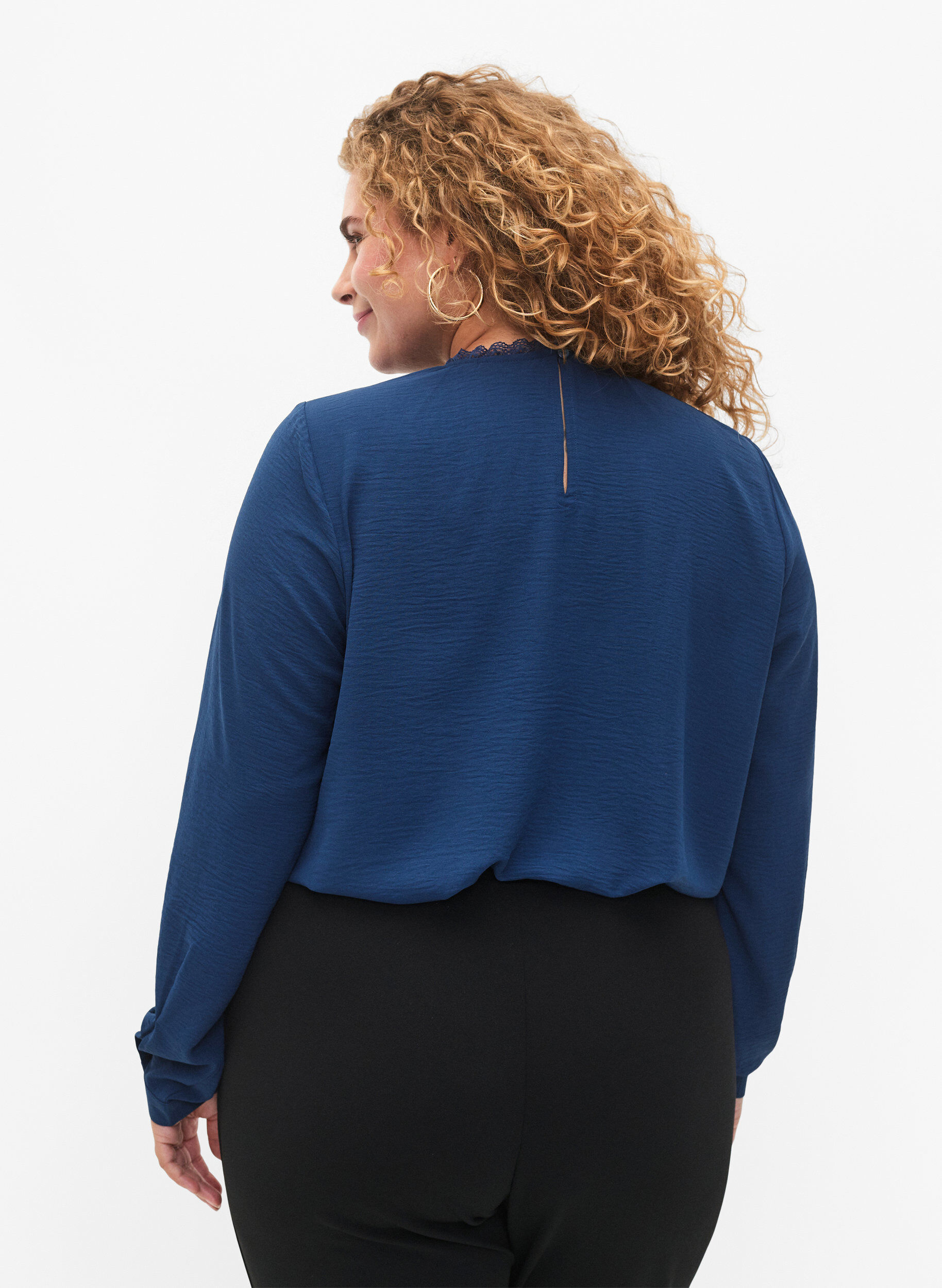 Zizzi Chemisier &agrave; manches longues avec d&eacute;tails en dentelle, Titan, Model image number 1